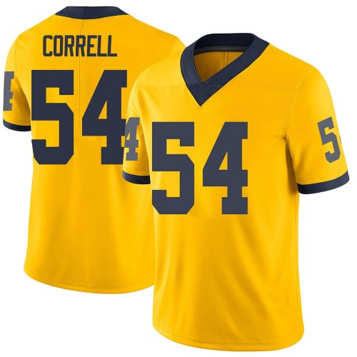 Kraig Correll Michigan Wolverines Men's NCAA #54 Maize Limited Brand Jordan College Stitched Football Jersey TRB4154TI